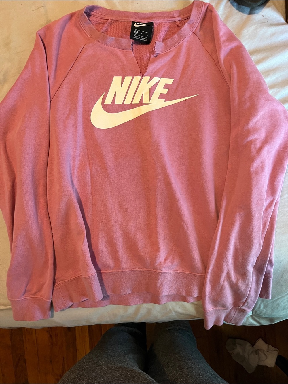 Nike Pink Crewneck Sweatshirt with White Swoosh Logo